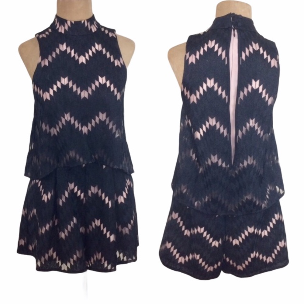 Stylestalker Miranda Black mesh Romper Size Small